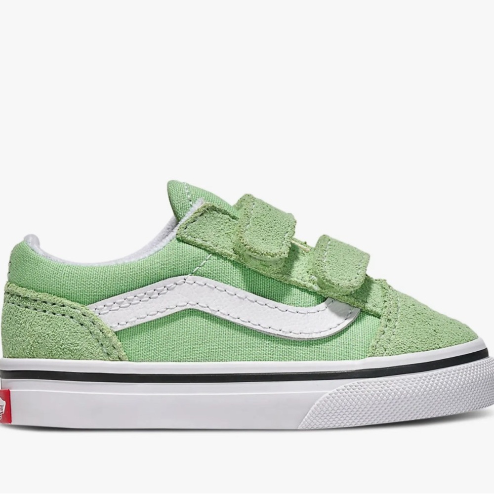 Vans Kids Old Skool V Green Velcro Sneakers